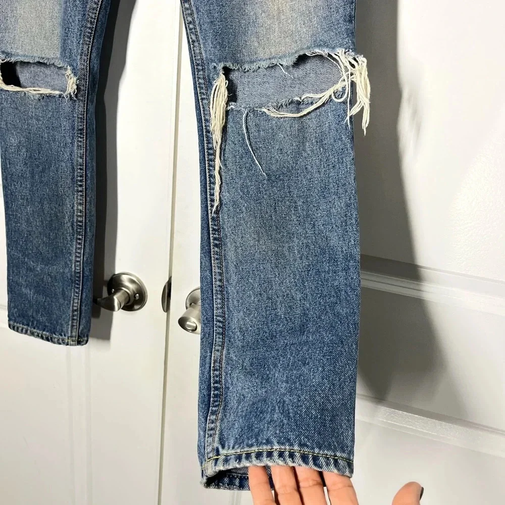 GRLFRND Karolina high rise distressed 5 pockets button fly denim size 24